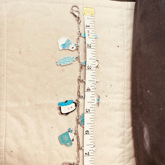 Handcrafted Winter Enamel Charms Bracelet Small Stainless Steel Paperclip Chain - Picture 4 of 8